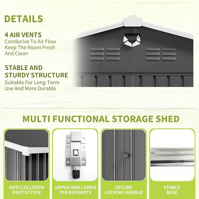 Metal Storage Shed,Outdoor Storage Building 10x14,Large Backyard Sheds with Lockable Doors,Waterproof Outside Storage Shed