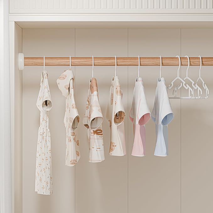 Kids Plastic Hangers, Baby Clothes Hangers for Closet 50 Packs Non-Slip Toddler Hangers for Infant Child Clothing, Small Children, for Pants Coats Skirts (White)