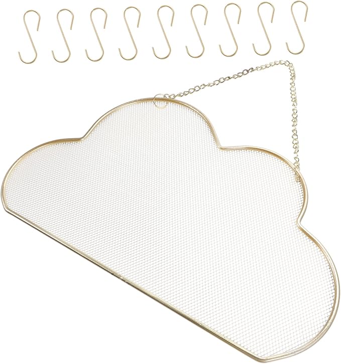 SAFIGLE Cloud Shape Jewelry Organizer Wall Mounted Iron Mesh Necklace and Earring Display Rack Stylish Hanging Jewelry Holder for Women Versatile Accessory Storage