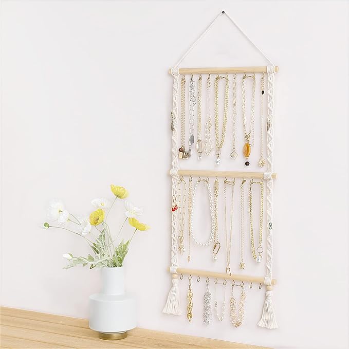 Dahey Hanging Jewelry Organizer and Claw Clip Organizer Hair Accessories Organizer Bedroom Bathroom College Dorm Room Decor for Women and Girls