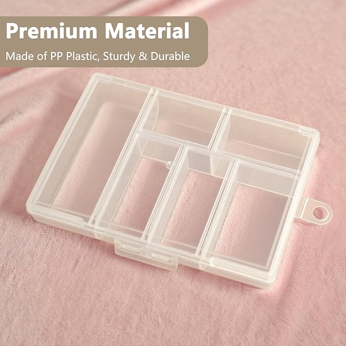 Small Bead Organizer Mini Box Plastic Divided Storage Container with 6 Compartments Craft Jewelry Boxes with Divider Travel Item Containers and Compartment Box for Beads and Accessories