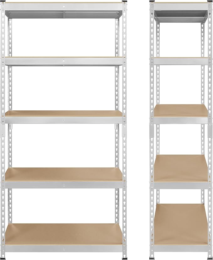 Topeakmart 5-Tier Utility Shelves, Metal Storage Shelves Garage Shelving Unit Adjustable Garage Storage Shelves Storage Racks Heavy Duty Shed Shelving- Silver, 35.5 x 17.5 x 72 Inch