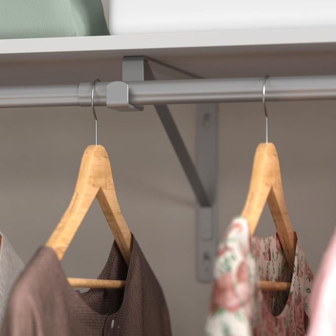 ClosetMaid SuiteSymphony Closet Bracket for Center Rod, and Shelf Support, Add On Accessory, Satin Nickel (Pack of 2)
