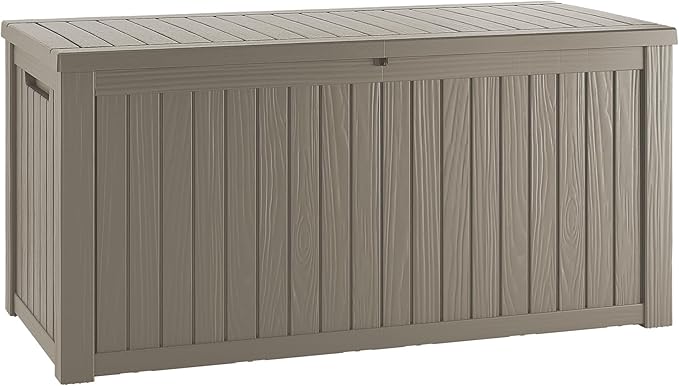 Outdoor Storage Deck Box Waterproof, 200 Gallon Large Lockable Patio Storage Bin Chest, Resin Outside Container Seat Bench for Furniture Cushions, Pool Accessories, Garden Tools & Delivery, Grey