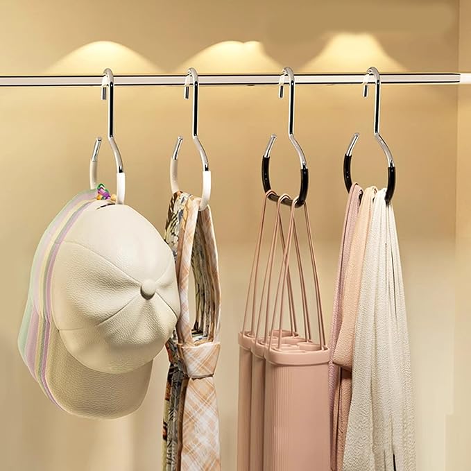 Open Rings Designs Hanger Scarf Hangers Nonslip Belt Organizers for Wardrobe Storage.White.Approx.14x15cm