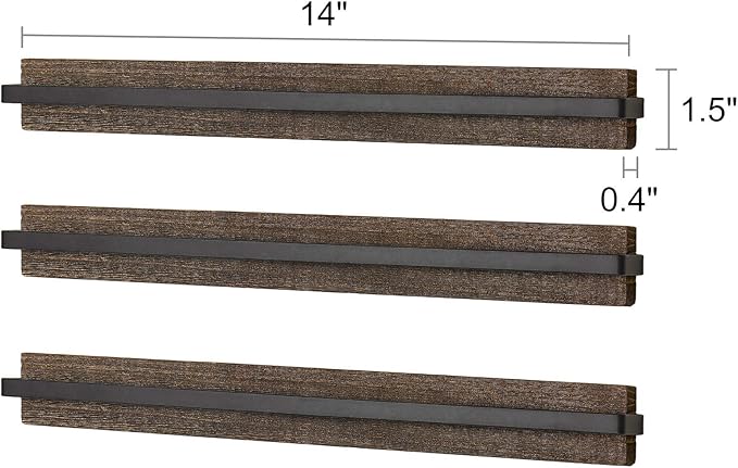 Mkono Wood Sunglasses Storage Organizer Wall Mounted Rustic Eyeglasses Display Holder Eyewear Glasses Hanging Rack for Entryway Living Room Bedroom, 3 Pack, Brown