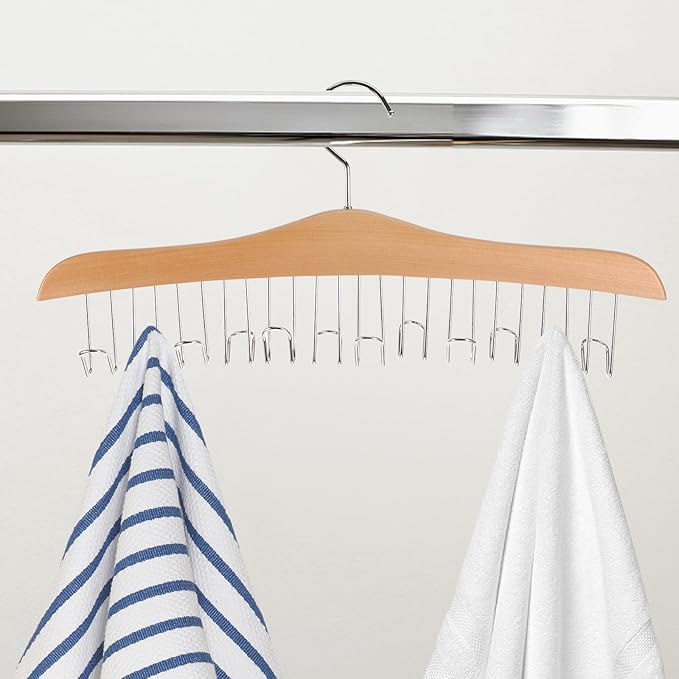 BESPORTBLE Multi-Functional Belt and Scarf Hanger Rack, Solid Wood Round Hook, Non-Slip Accessory Organizer for Closet Storage, Tie Holder for Men’s Belts and Hats