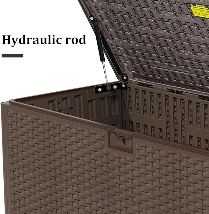 Outdoor Storage Deck Box Waterproof, 180 Gal Pro Large Lockable Patio Storage Bin Chest, Resin Outside Container Seat Bench for Furniture Cushions, Pool Accessories, Garden Tools & Delivery, Brown