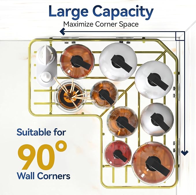 YASONIC Shower Caddy Corner, 3-Pack Adhesive Rustproof Stainless Steel Shower Shelves with Soap Holder, No Drilling Shower Organizer Corner for Dorm, Renters Bathroom, Gold