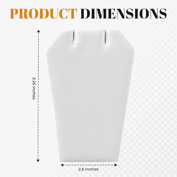 Novel Box 2 Pack White Leatherette Pendant Display Stands 2 1/2 x 1 3/4 x 3 1/4 Inches - Jewelry Stand Pendants Organizer for Women - Elegant Pendant Easels for Craft Shows, Selling & Personal Use