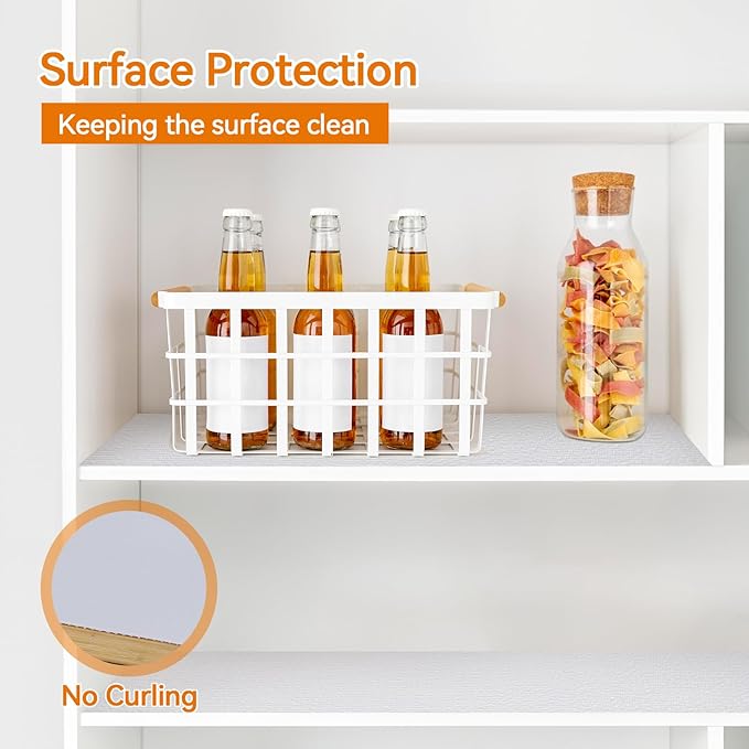Shelf and Drawer Liner for Kitchen Cabinets Non-Adhesive, Strong Grip Non-Slip Thickened Cabinet Liners for Shelves, Waterproof Mats for Dresser Cupboard, White, 24 in x 20 Feet