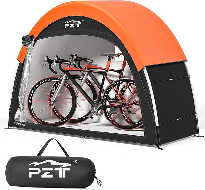 Upgraded Bike Tent with Rain Cover, Portable Outdoor Storage Shed for 2 Bikes, 210D Oxford Fabric PU4000 Waterproof, Bike Shed/Bike Cover for Motorcycles, Garden Tools, Lawn Mower