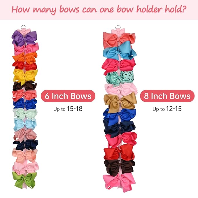 DEEKA 6 PCS 40" Long Bow Holders for Girls Clip Hair Bows Organizer - White