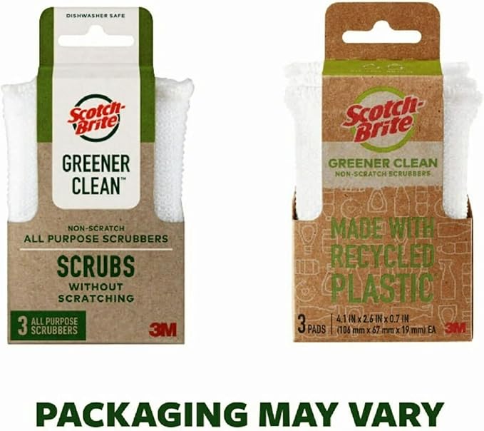 Scotch-Brite Greener Clean Dish Scrubbers, 18 Non-Scratch Kitchen Sponges, Best for Safe, Effective Cleaning of Nonstick Pots and Pans, Glassware, China, Tubs & Tile, Dishwasher Safe, Long-lasting