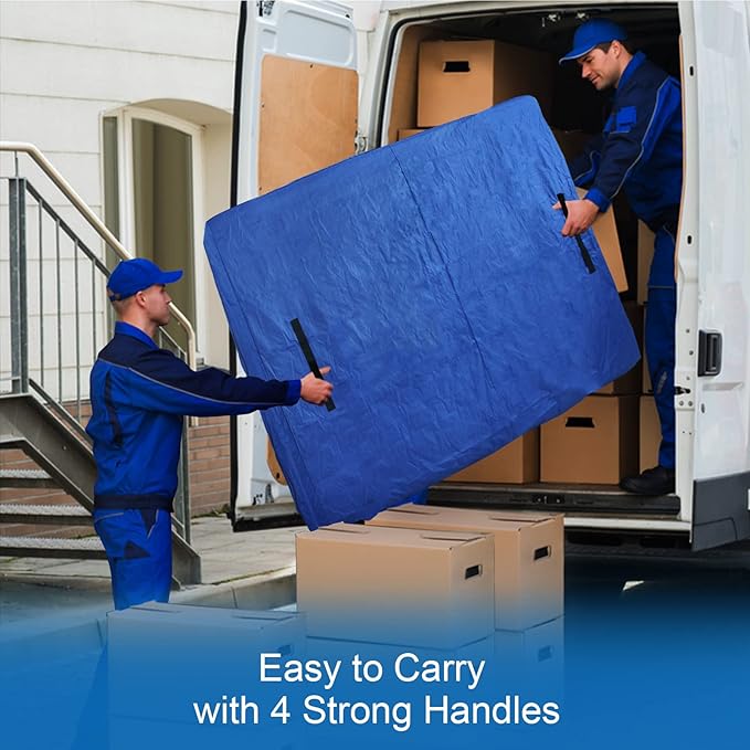 Coldwind Mattress Bags for Storage & Moving, Waterproof Mattress Cover with Heavy Duty Handles, Strong Zipper, Reusable Queen Size Blue Mattress Storage Bag