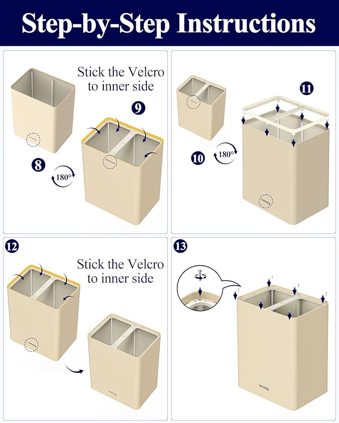 Kitsure Laundry Basket 115L – Large Laundry Hamper with Lid, 2-Compartment Divided Clothes Sorter with Removable Hamper Bags, Beige Organizer for Laundry Room, Bathroom & Bedroom, 22.2" x 16" x 30.7"