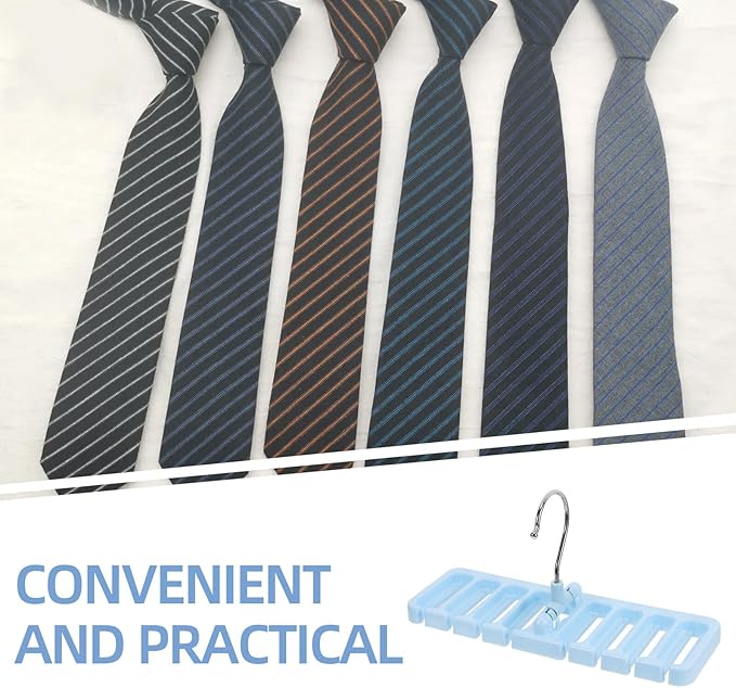 Housoutil Belt and Tie Hanger Rack Organizer for Closet, Small Sky-Blue Multifunctional Belt Holder with Scarf Storage, Space-Saving Accessory Organizer for Wardrobe