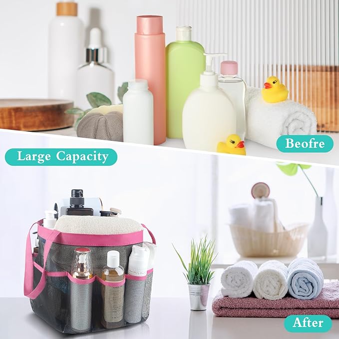 Attmu 2 Pack Mesh Shower Caddy Portable, Quick Dry Hanging Shower Tote Bag for College Dorm Room Essentials, Large Capacity Shower Caddy Dorm for Bathroom Gym Swimming