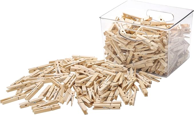 500pcs Large Wooden Clothespins - Heavy Duty Wood Pegs Clothes Pins for Laundry Hanging Clothing - Wood Pins for DIY Crafts
