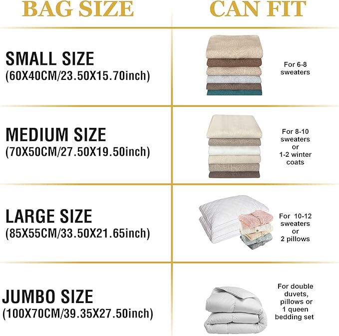 10 Medium Vaccum Storage Bags, Space Saver Vacuum Storage Bags Medium, Space Bags, Compression Vacuum Sealer for Clothes