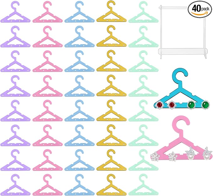 40pcs Colorful Acrylic Earring Hangers - Mini Jewelry Display Rack for Dangling Earrings, Organizer for Retail Store or Home Decor (Hanger+Floor Rack)