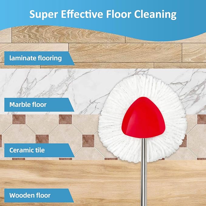 12 Pack Mop Heads Replacements for O-Cedar, Compatible with O Ceda EasyWring Spin Mop Replace Refills for Ocedar, Deep Cleaning Machine Washable and Easy-to-Replace