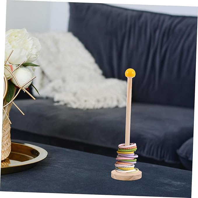 Wood Hair Accessories Organizer Stand Vertical Scrunchies Tower for Girls Natural Wood Hair Tie Holder Stylish Jewelry Display Rack