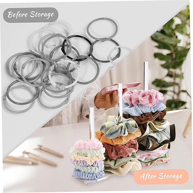 Acrylic Scrunchie Holder Organizer Scrunchie Holder Storage 3-Tiers Clear Scrunchie Organizer Acrylic Hair Band Holder for Women Teen Girls Non-Slip Stable Hair Accessories Organizer