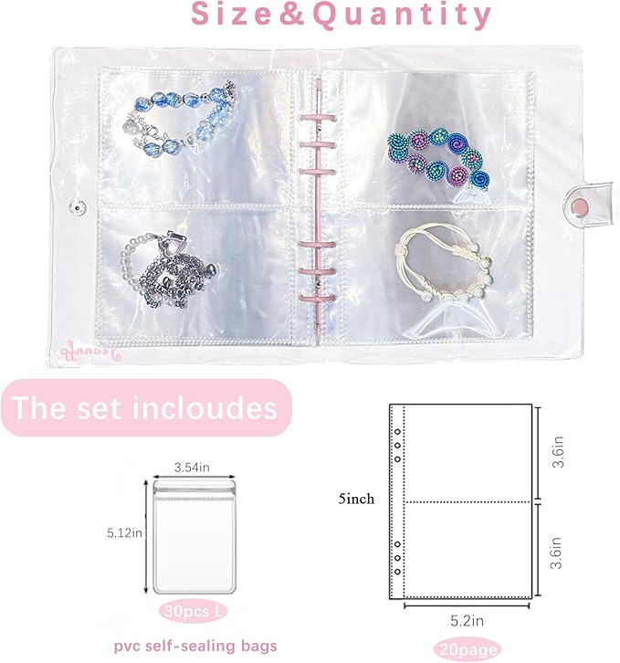 Travel Jewelry Organizer Book, High Capacity Clear Jewelry Storage Book with Portable Thick PVC Pouches,Jewelry Organizer Bags for Earrings Necklace and Rings
