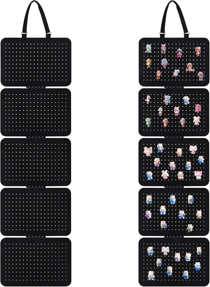 BOXOB Wall Hanging Brooch Pin Organizer, Enamel Lapel Pin Display Case Panels, Easy to Install Collection Storage Holder Pages with 5 Loose-Leaf Board Pieces for Pin Folio Display Stand(Black)