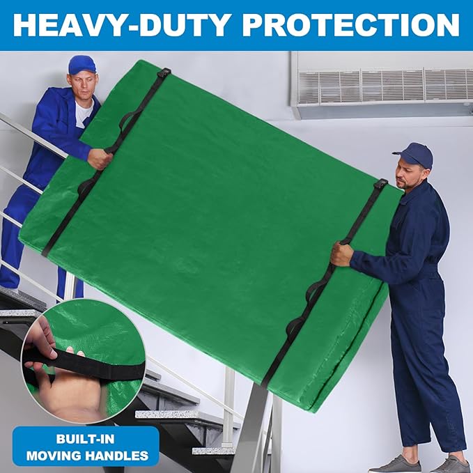 TICONN Mattress Bags for Moving, Heavy Duty King Mattress Cover Storage Bag with Full-Around Handle and Adjustable Buckles (Green, King)