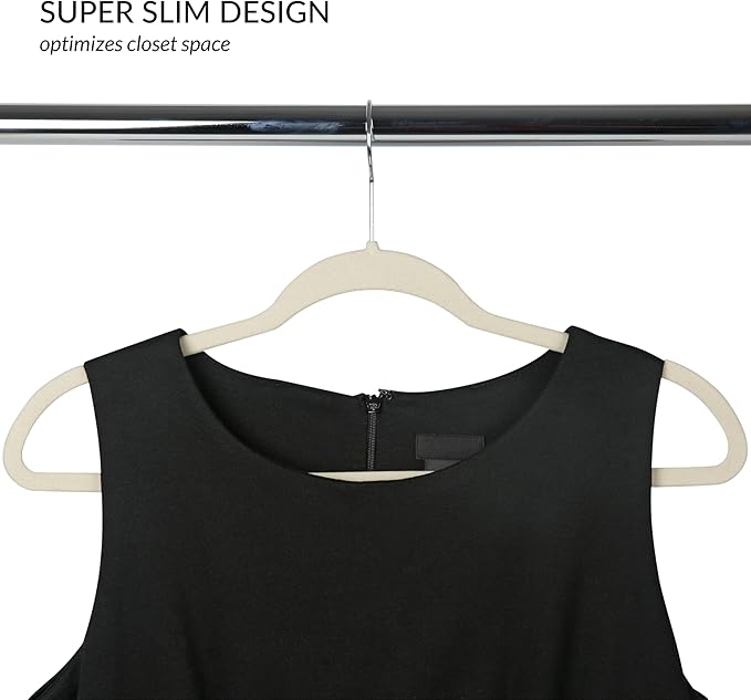 Simplify Slim Velvet Clothes Hangers | 25 Pack | Non-Slip | Shirts | Suit | Pants | Dresses | Garments | Closet Storage & Organization | Durable | Ivory