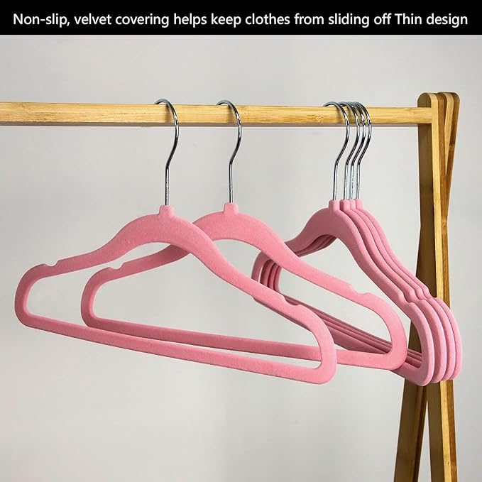 GoodtoU Baby Hangers Pink for Clothes, Kids Velvet Hangers Non Slip Children Hanger for Closet