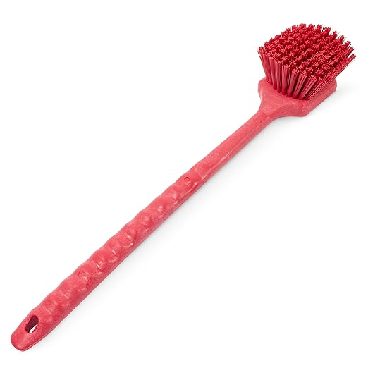 SPARTA 40501EC05 Plastic Large Scrub Brush, Kitchen Brush, Utility Brush With Long Handle For Cleaning, 20 Inches, Red, (Pack of 6)