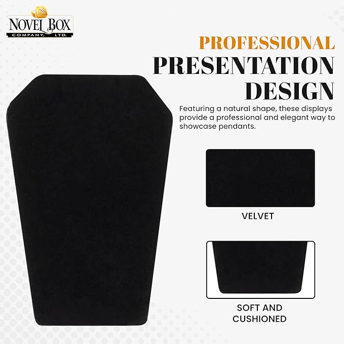 Novel Box 2 Pack Black Velvet Pendant Display Stands 2 1/2 x 1 3/4 x 3 1/4 Inches - Jewelry Stand Pendants Organizer for Women - Elegant Pendant Easels for Craft Shows, Selling & Personal Use