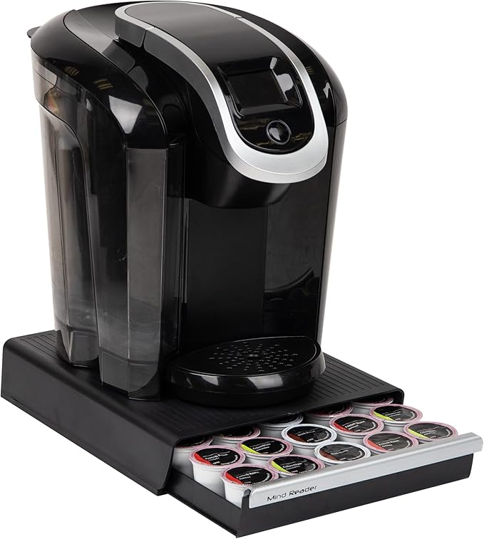Mind Reader Single Serve Coffee Pod Drawer, 30 Pod Capacity, Countertop Organizer, 10.5"L x 12.75"W x 2.5"H, Black