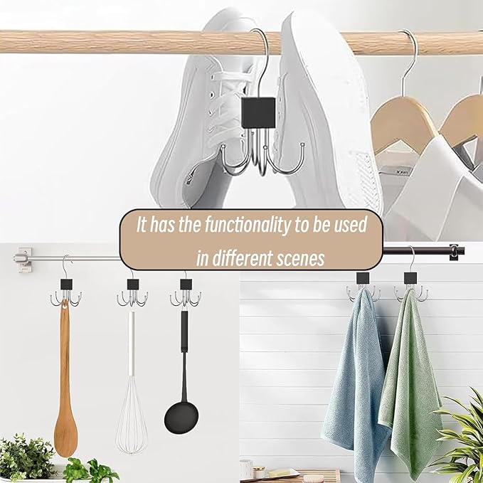 Belt Hanger, 4Pcs Belt Organizer for Closet 360°,Rotatable Max 48 Belt Storage Rack Space Saving Storage Rack for Belt, Bra, Tank Top, Tie, Scarf (2Wood Color 2Black)