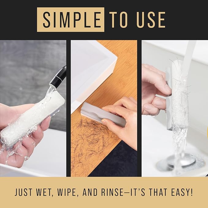 Maplefield Beard Bar Cleaning Tool - Wooden Handle & Soft Sponge Hair Cleaning Sponge - Effortless Countertop Tidying & Hair Collector for Sink - Razor Rinser & Sink Rinse Tool for Shaving - Pack of 1