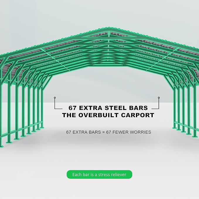 20x40 FT Heavy-Duty Metal Carport, Outdoor Galvanized Steel Shelter for Pickup Trucks, Motorcycles, Boats, Cars & Tractors