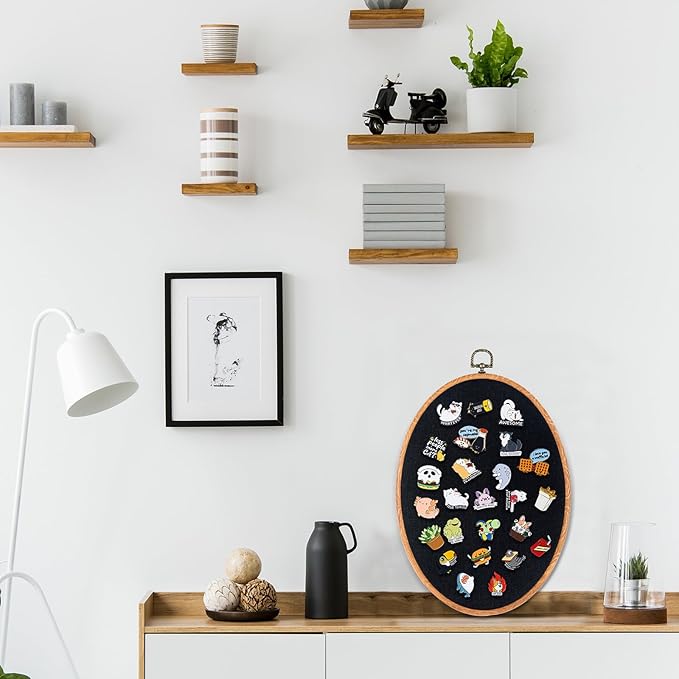 Pin Display Board Fabric Enamel Pin Boards Wall Hanging Brooch Earrings Necklace Jewelry Holder Organizer Display Storage for Home and Holiday(Black,11.4" X 8.6",1)