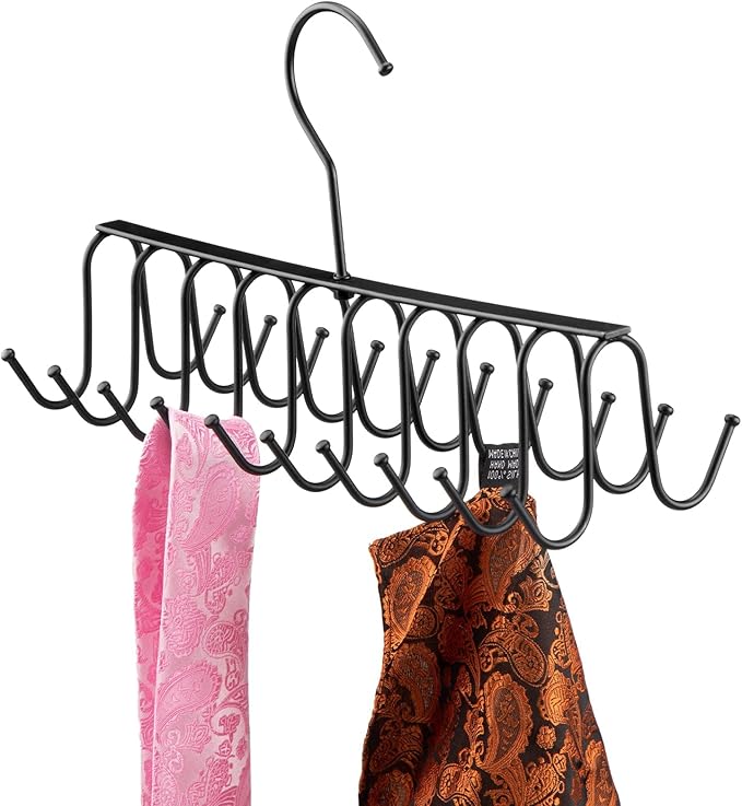 Jetec Belt Tie Rack Hanger Tie Rack Hanger for Closet Metal Belt Organizer Max 60 Belts 20 Hooks for Shawls Scarves Jewry Closet Organizers and Storage