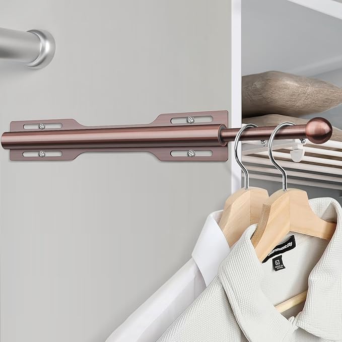 FIRJOY 12" Valet Rod for Closet Pull Out (2 Pack, Antique Copper)