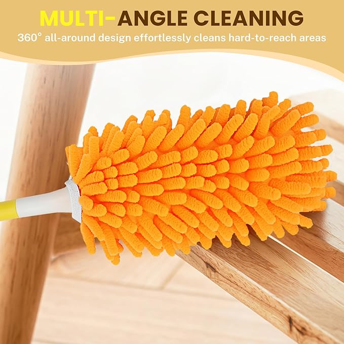 SetSail Dusters for Cleaning Compatible with Swiffer Small Microfiber Duster Refills 4pcs Reusable Duster Refill with 1 Handle Washable Duster Cleaner Kit for Furniture, Car Interior, Blind
