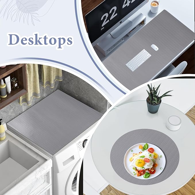 Drawer and Shelf Liner for Kitchen Cabinet: 12 in X 20 Ft Non Slip Waterproof Shelf Paper Non Adhesive Refrigerator Liners Gray Easy Liners for Bathroom Cupboard with Knife Tape Measure