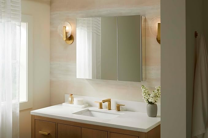 Kohler 55064-NA Embark Slim Medicine Cabinet Mirror, Adjustable Shelves with Mirrored Doors, 30 in. W x 26 in. H