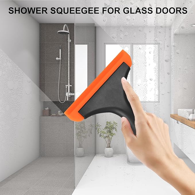 SetSail Shower Squeegee for Glass Doors, Small Squeegee for Shower Glass Door Mini Silicone Squeegee for Window Cleaner Tool Bathroom Squeegees for Car Window Cleaning 2 Pack