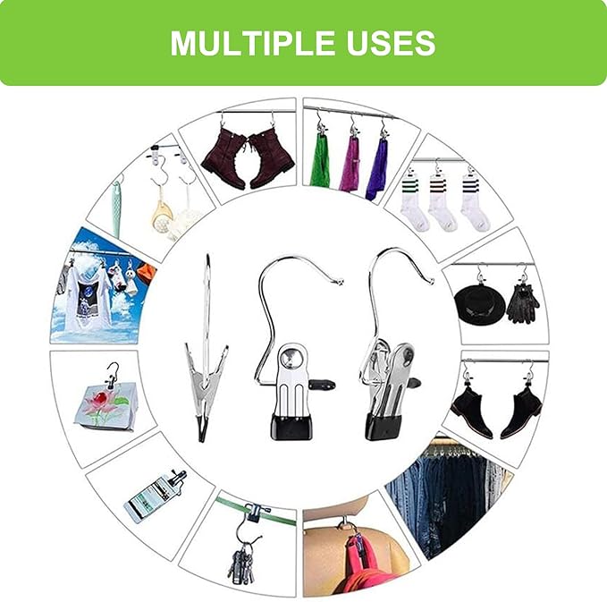 Laundry Hooks Hanging Clips Clothes Pins Closet Hanger Organizer Clamps Socks Towel Clips Heavy Duty Clothespins Bulk Hanger Clips for Closet Travel Pants Socks Handbags, 30 Pack