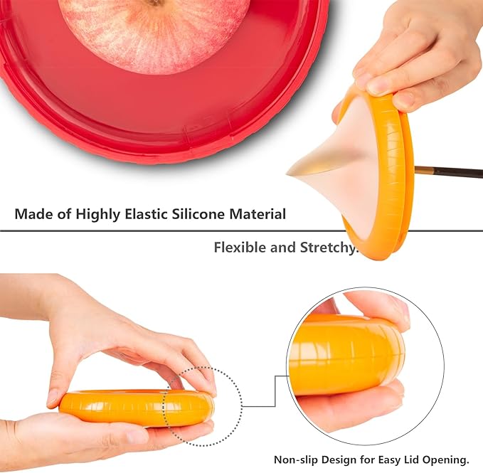 Avocado Saver and Tomato Holder - Set of 4 Reusable Storage Containers for Fridge - Ideal for Garlic, Onions, Lemons, and Potatoes