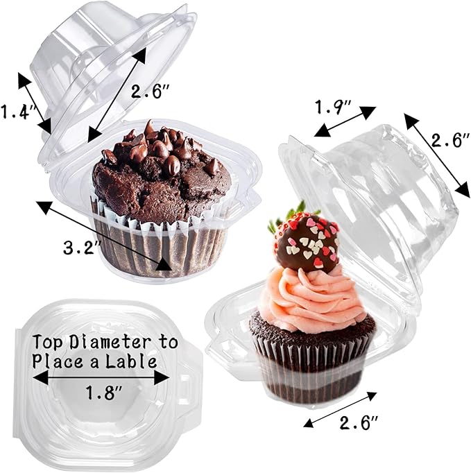200 Pack Individual Cupcake Containers Plastic Cupcake Boxes Cupcake Holders Stackable Deep Dome Cupcake Carrier
