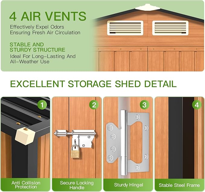 Outdoor Storage Shed, 5x3 Ft Metal Steel Tiny House with Lockable Door, Vertical Outside Storage Building for Garden, Backyard, Lawn, Patio Utility, Tool Storage